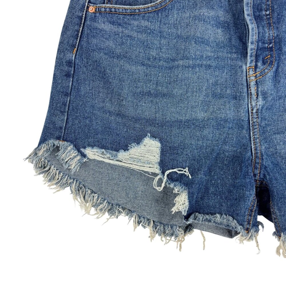 Wild Fable Denim Shorts Womens Size 10 High Rise Distressed Angled Hem - Picture 4 of 11